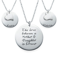 Mother Daughter Gift - Set of Three Engraved Necklaces