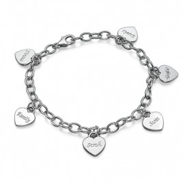 Mum Charm Bracelet/Anklet with Personalised Hearts	