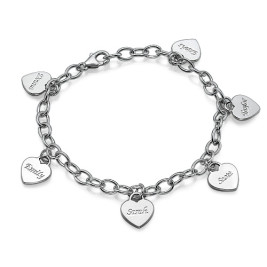 Mum Charm Bracelet/Anklet with Personalised Hearts	