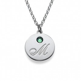 Multiple Initial Pendant Necklace with Birthstones	