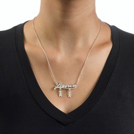 Mummy Name Necklace with Kids Charms	