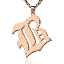 Rose Gold Plated Initial Necklace Old English Style