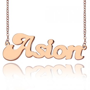 Personalised 18ct Rose Gold Plated BANANA Font Style Name Necklace