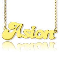 Personalised 18ct Gold Plated BANANA Font Style Name Necklace