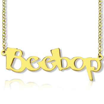 Solid Gold 18ct Personalised Beetle font Letter Name Necklace