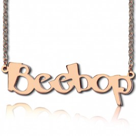 Solid Rose Gold Personalised Beetle font Letter Name Necklace