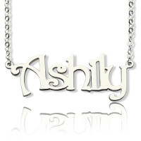 925 Sterling Silver Harrington Font Name Necklace