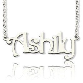 Sterling Silver Harrington Font Name Necklace