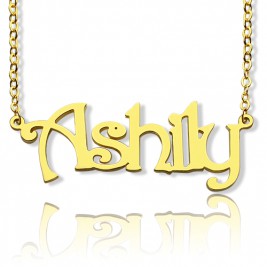 Solid Gold Harrington Font Name Necklace-18ct Gold Plated