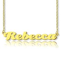 Personalised 18ct Solid Gold Puff Font Name Necklace