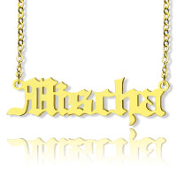 Mischa Barton Old English Font Name Necklace 18ct Gold Plated