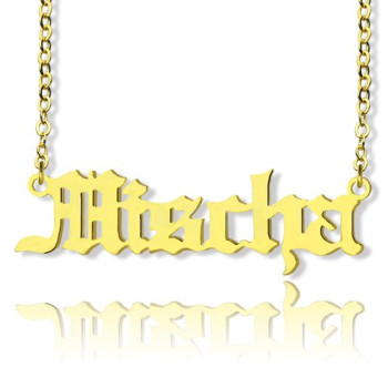 Old English Name Necklace 18ct Gold Plated