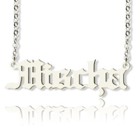 Old English Name Necklace Sterling Silver