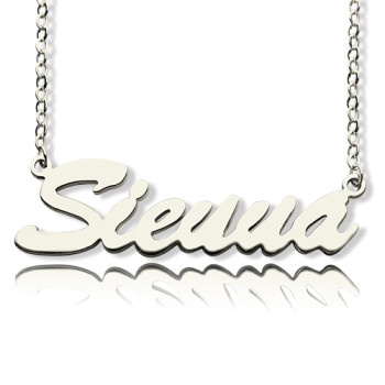 Solid White Gold Sienna Style Name Necklace