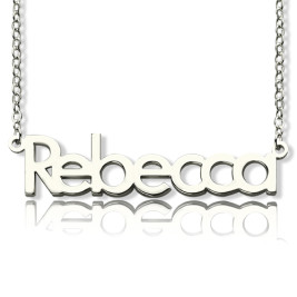 Solid White Gold Rebecca Style Name Necklace