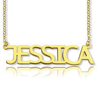 Solid Gold Plated Jessica Style Name Necklace