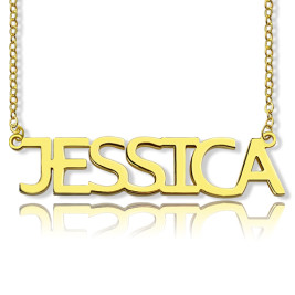 Solid Gold Plated Jessica Style Name Necklace