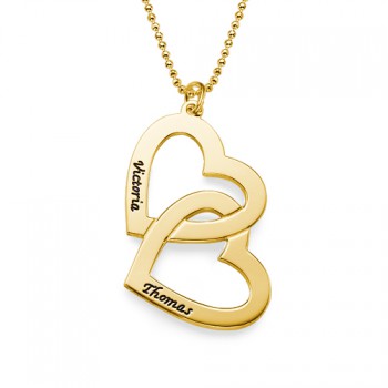 18CT Personalised Gold Plated Heart in Heart Necklace	