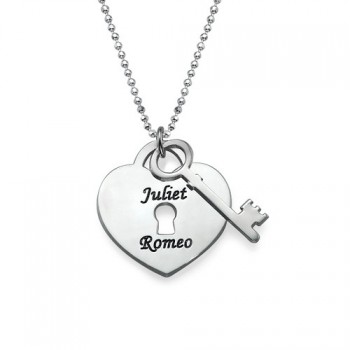 Personalised Heart Lock with Key Pendant	