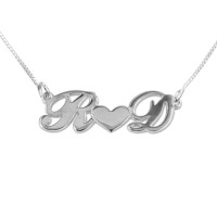 Personalised Silver Couples Heart Necklace	