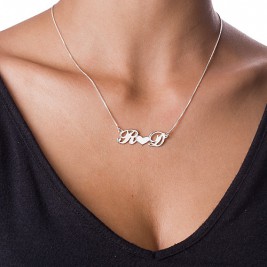 Personalised Silver Couples Heart Necklace	
