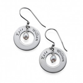 Personalised Earrings with Two Names  Birthstone	