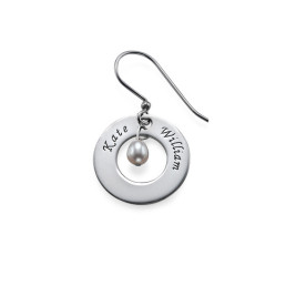 Personalised Earrings with Two Names  Birthstone	