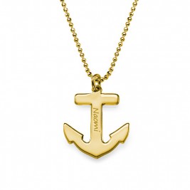18ct Gold Plated Sterling Silver Anchor Necklace	
