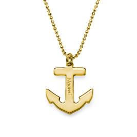 18ct Gold Plated Sterling Silver Anchor Necklace	