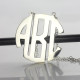 Sterling Silver Block Monogram Pendant Necklace