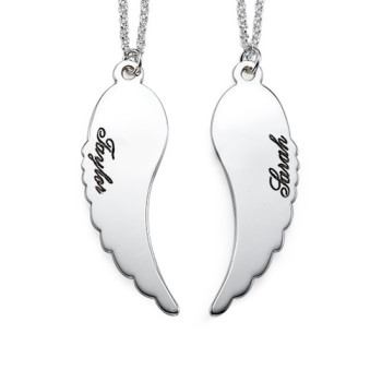 Set of Two Sterling Silver Angel Wings Necklace	