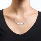 Silver Bar Necklace with Birthstone	