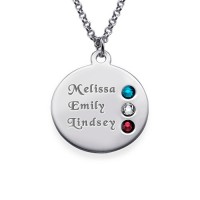 Silver Birthstone Necklace for Mum Inscriptions (1-3)