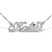 Silver "Carrie" Style Swarovski Name Necklace	