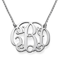 Silver Celebrity Style Monogram Necklace	