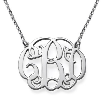 Silver Celebrity Style Monogram Necklace	