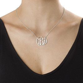 Silver Celebrity Style Monogram Necklace	