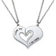 Silver Couples Breakable Heart Necklace	