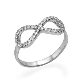 Silver Cubic Zirconia Encrusted Infinity Ring