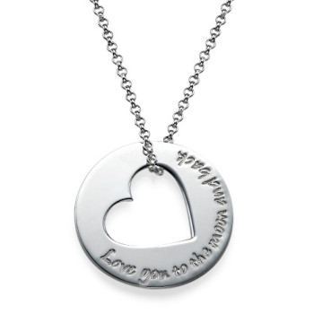 Silver Engraved Necklace with Heart Cut Out	