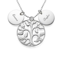 Engraved Disc Cut Out Family Tree Necklace