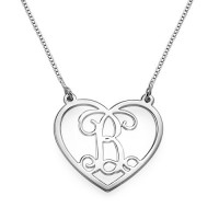 Silver Heart Initials Necklace	
