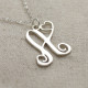 One Initial Monogram With Heart Necklace Silver