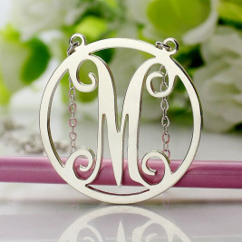 Sterling Silver Small Single Circle Monogram Letter Necklace