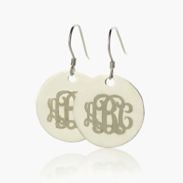 Disc Signet Monogrammed Earrings Sterling Silver