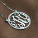 Birthstone Circle Monogram Necklace Sterling Silver