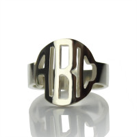 Sterling Silver Block Monogram Ring Gifts