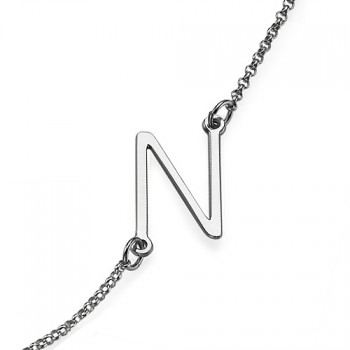 Silver Side Initial Necklace	