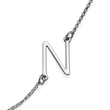 Silver Side Initial Necklace	