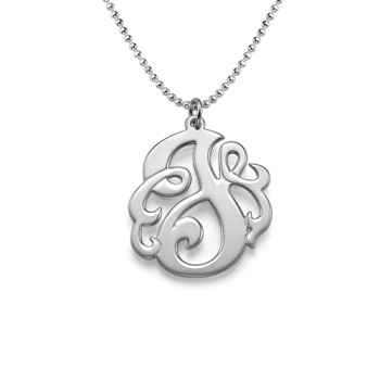 Silver Swirly Initial Necklace	